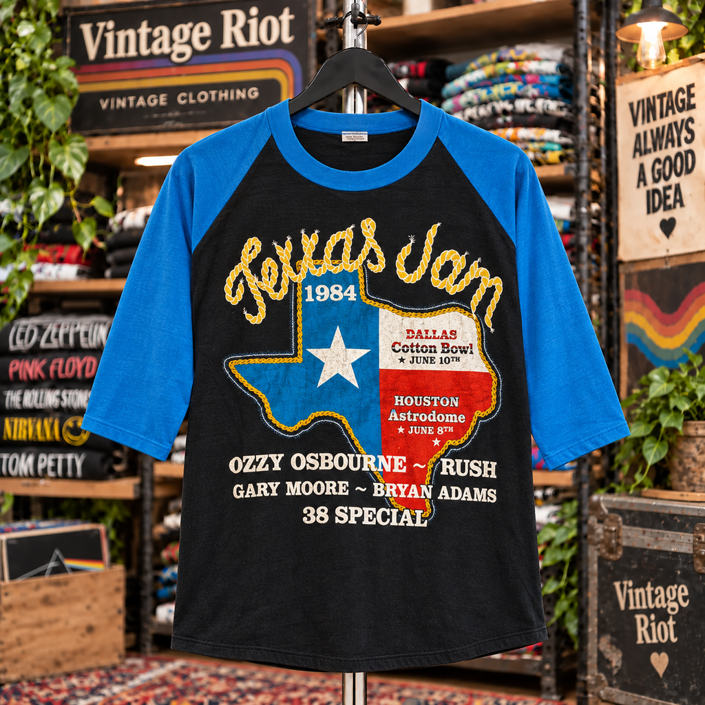 Vintage 1984 Texxas Jam Raglan Tee — Dallas & Houston