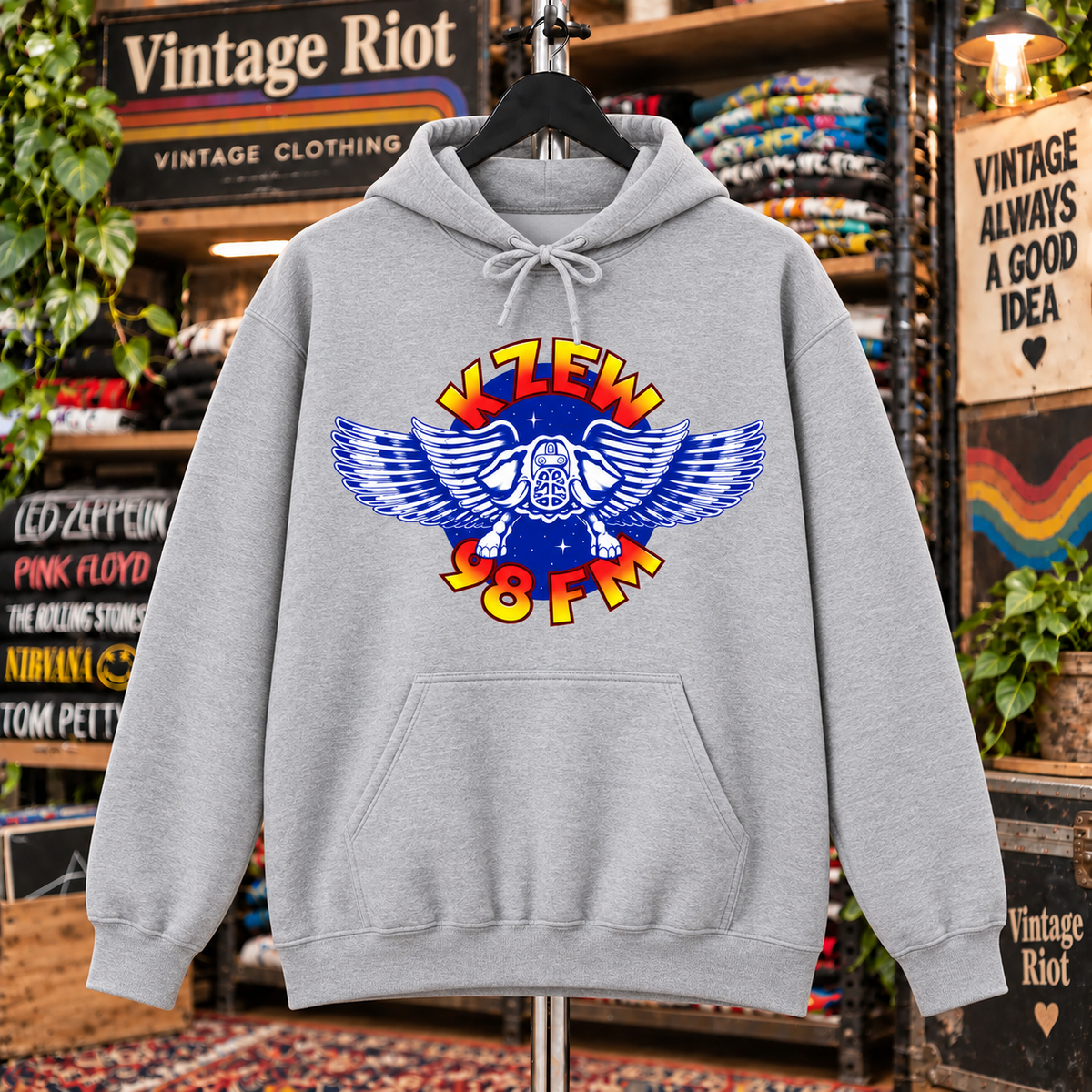 KZEW 98 FM Winged Zooloo Graphic Pullover Hoodie