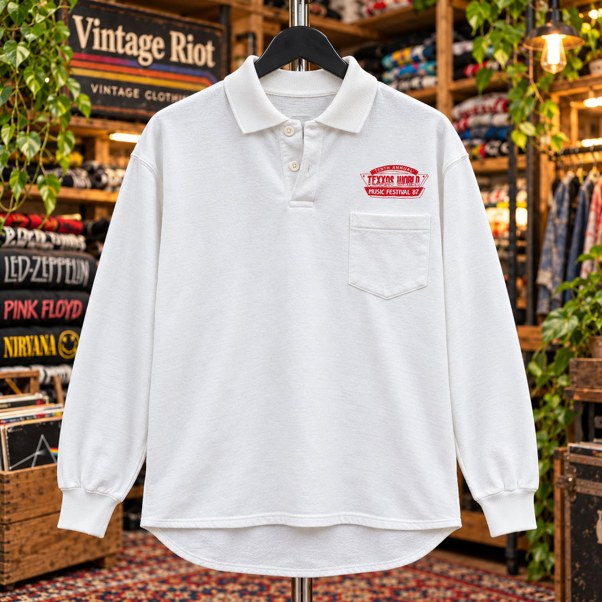 1987 Texxas Jam Retro Long-Sleeve Polo Shirt