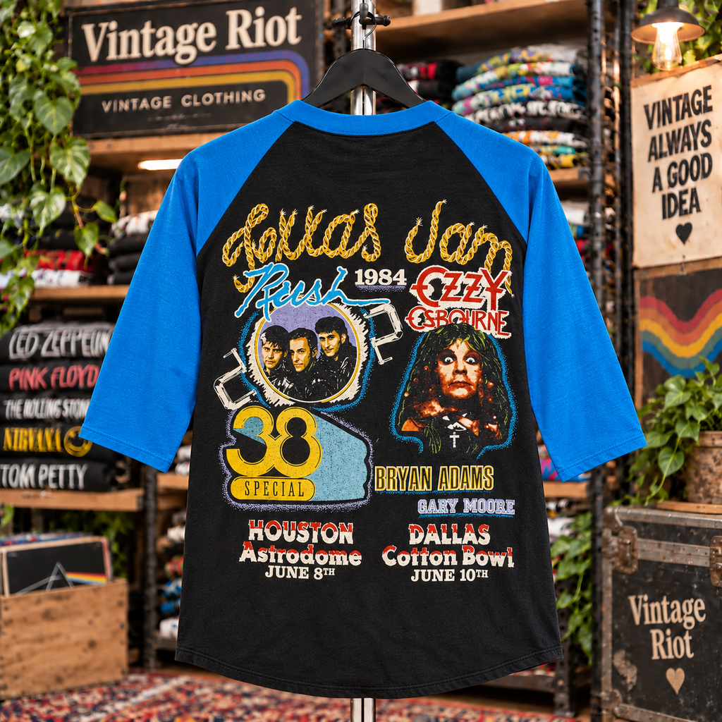 Vintage 1984 Texxas Jam Raglan Tee — Dallas & Houston