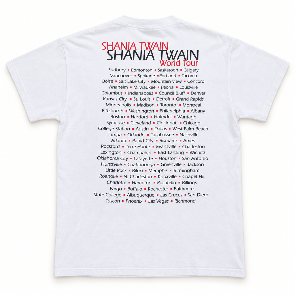 Shania Twain 1998 World Tour Front & Back Graphic T-Shirt