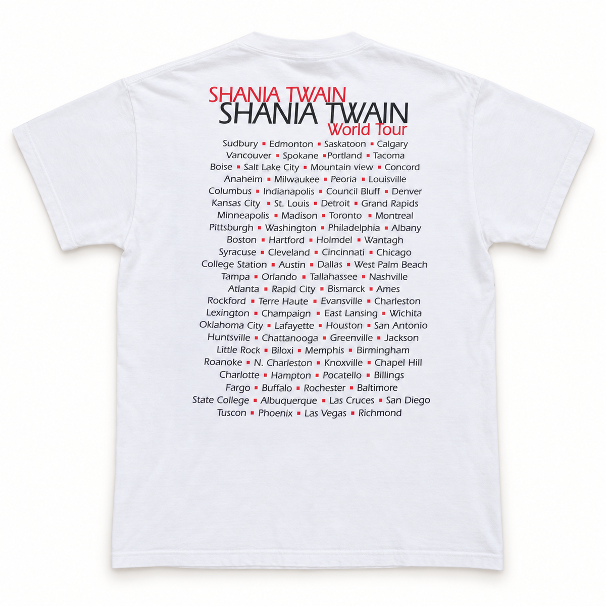 Shania Twain 1998 World Tour Front & Back Graphic T-Shirt