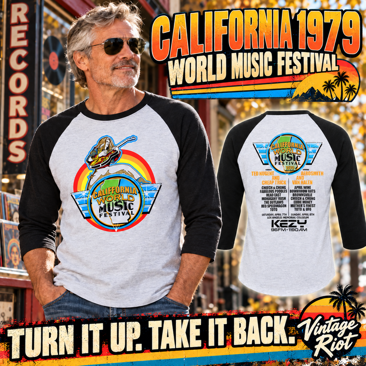 1979 California World Music Festival Retro Raglan Shirt