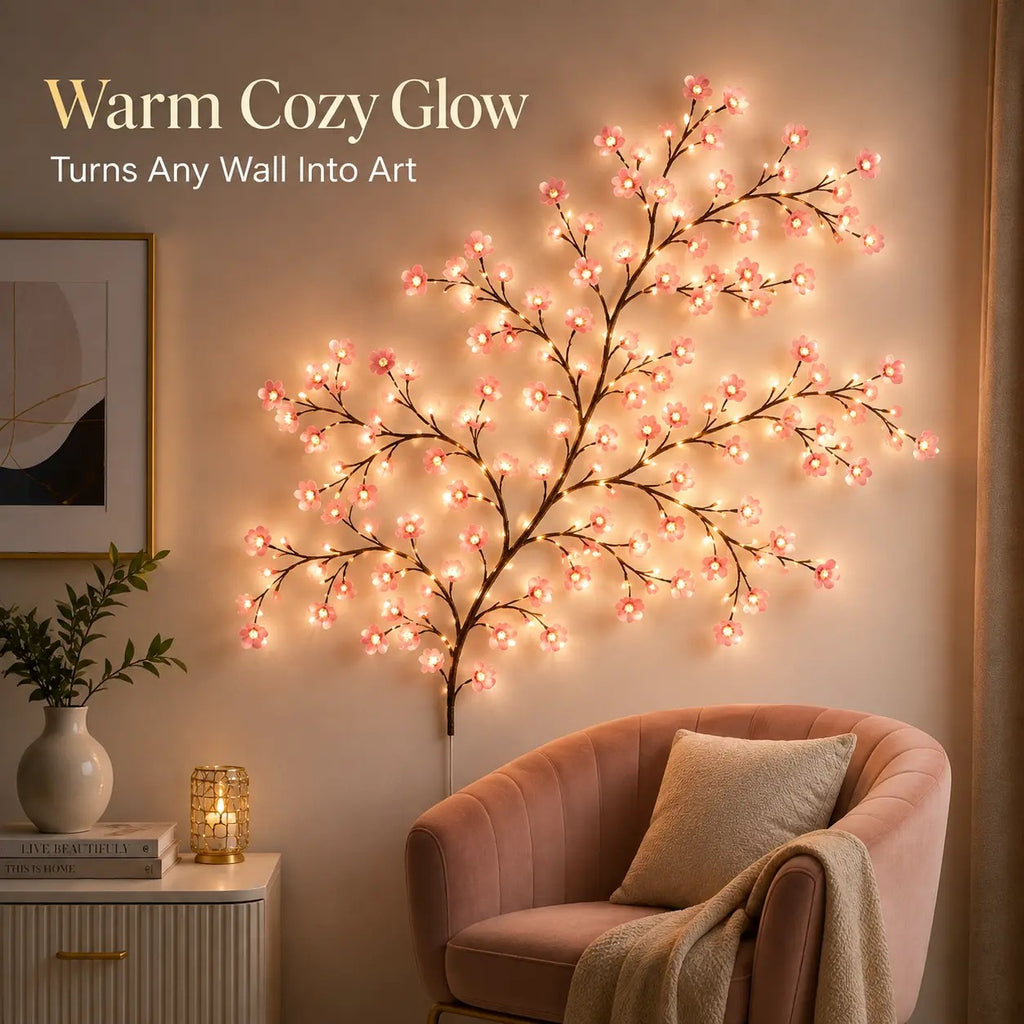 🌹🌷Camping Customizable Rattan LED Lamp(96 LED) -  Led Illuminated Glowing Wall Decor, Leaves, Colorful Butterflies, Flowers - Indoor Decorative Atmosphere Light for Home, Photo Shoots, Glowing Led Lights