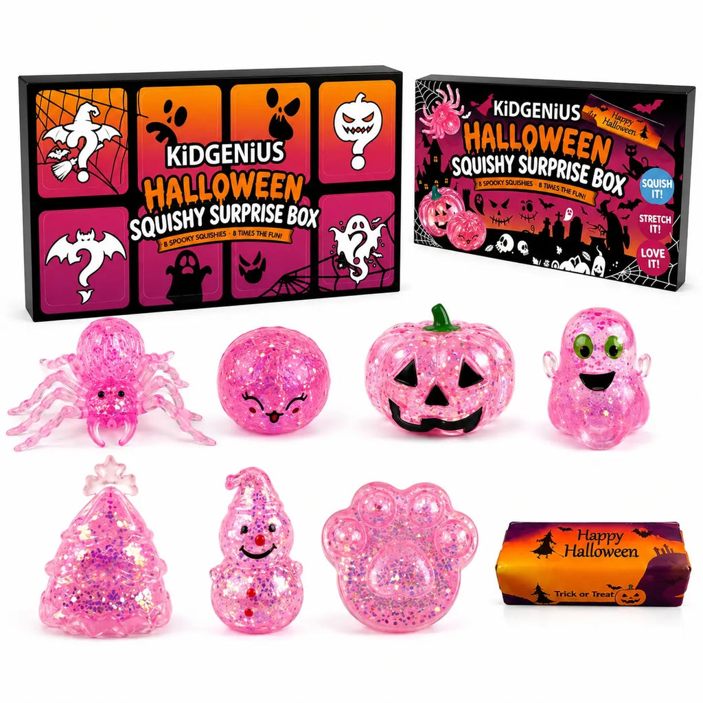 🎁8-Pack Glitter Halloween Squishy Surprise Box
