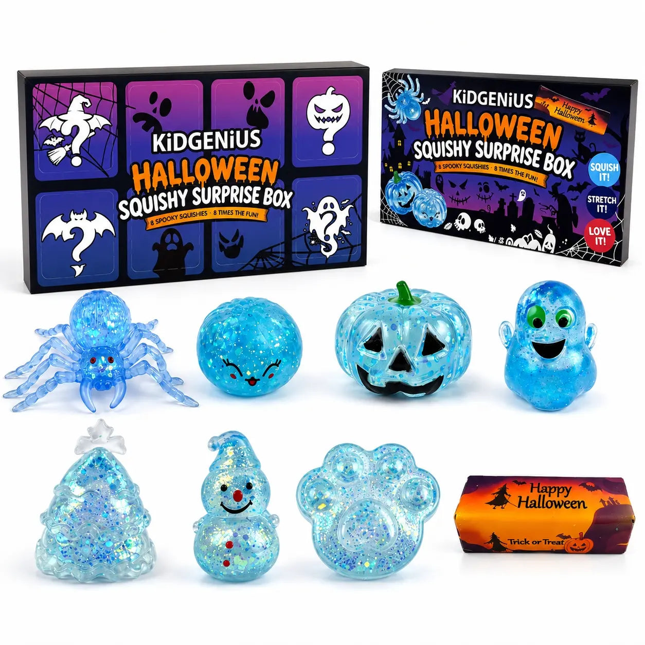 🎁8-Pack Glitter Halloween Squishy Surprise Box