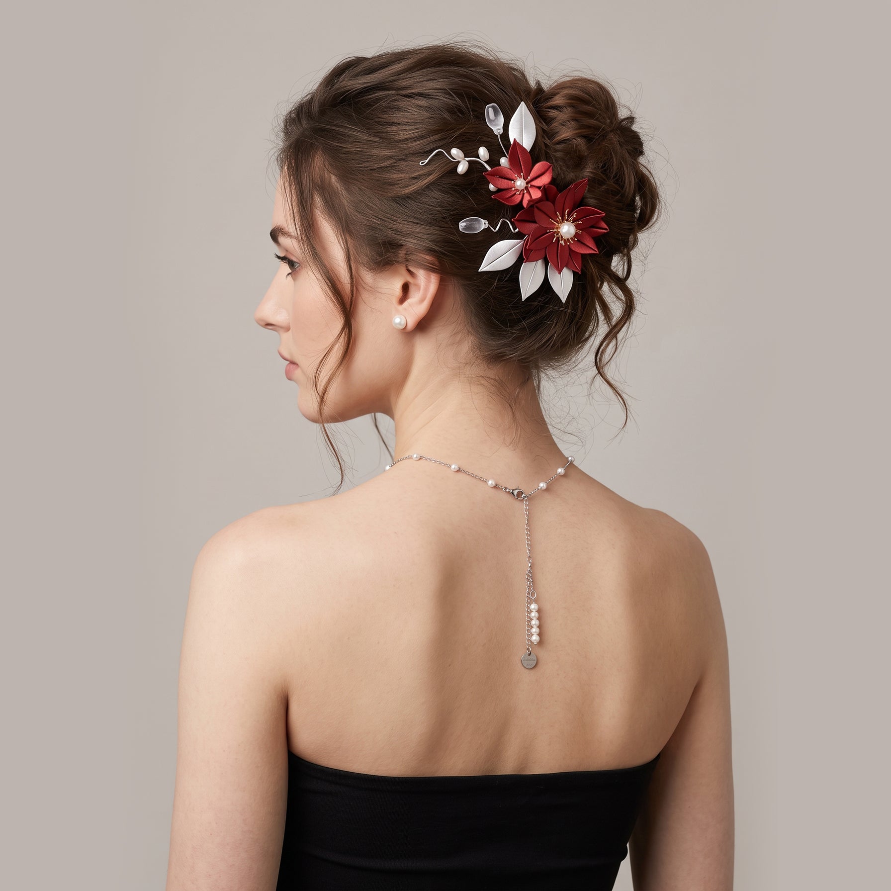 Handcrafted Floral Hair Stick with Pearls – Vintage-Inspired Hair Accessory