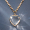 Open Heart Alignment Necklace with Crystal Quartz in Gold or Silver
