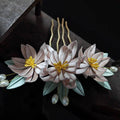 Handcrafted Floral Hair Pin with Pearls, Vintage-Inspired Hair Accessory