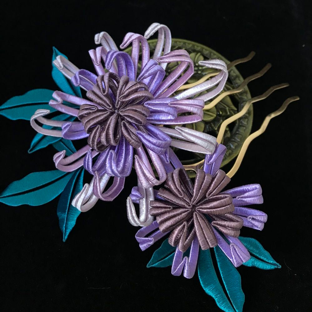 Handcrafted Chrysanthemum Floral Hair Stick – Vintage-Inspired Flower Hair Accessory