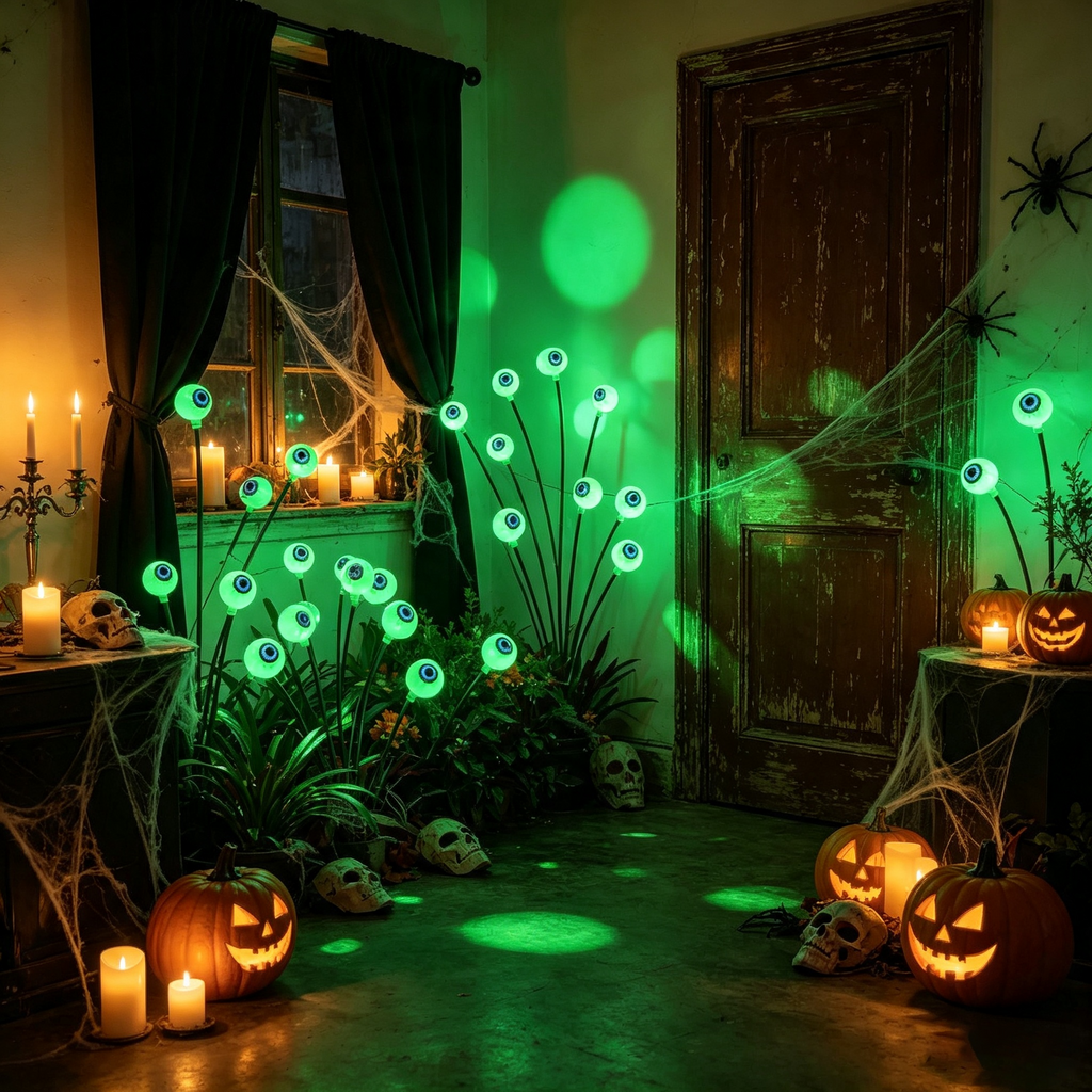  Green Halloween Solar Eyeball Lights