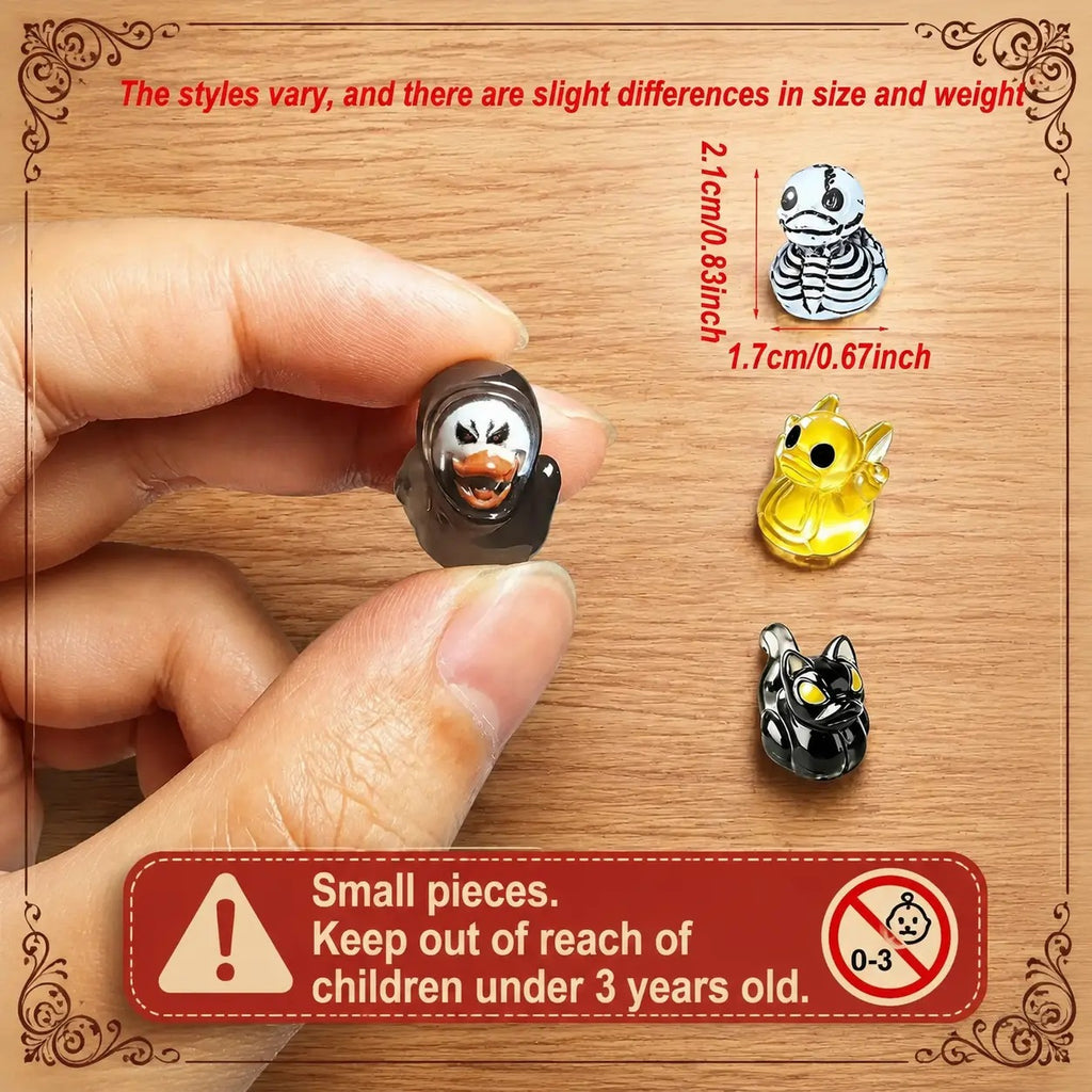 👻🎃ELMPORCH™ Glow-In-The-Dark Mini Halloween Duck（Devil, Ghost, and Skeleton Designs), Cute Resin Figurine, Spooky Duck Statue, Haunting Desk Decor, Miniature Garden Ornament for Halloween Party Favors