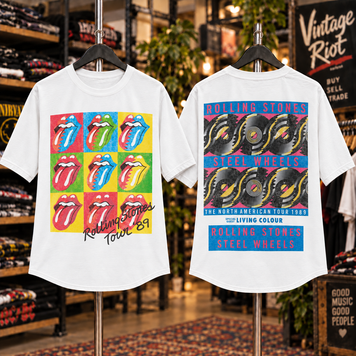 Rolling Stones Steel Wheels ’89 Tour Tee – The Stadium Era Shirt