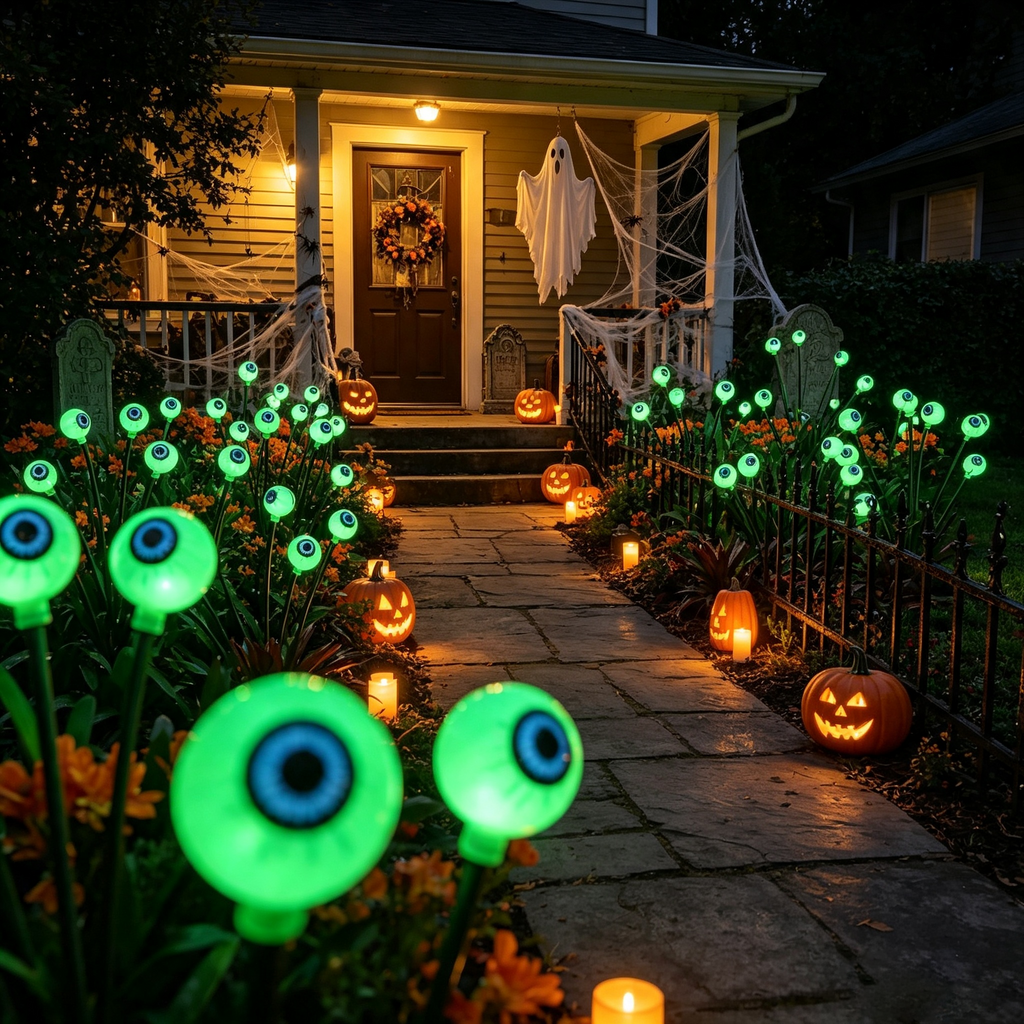  Green Halloween Solar Eyeball Lights