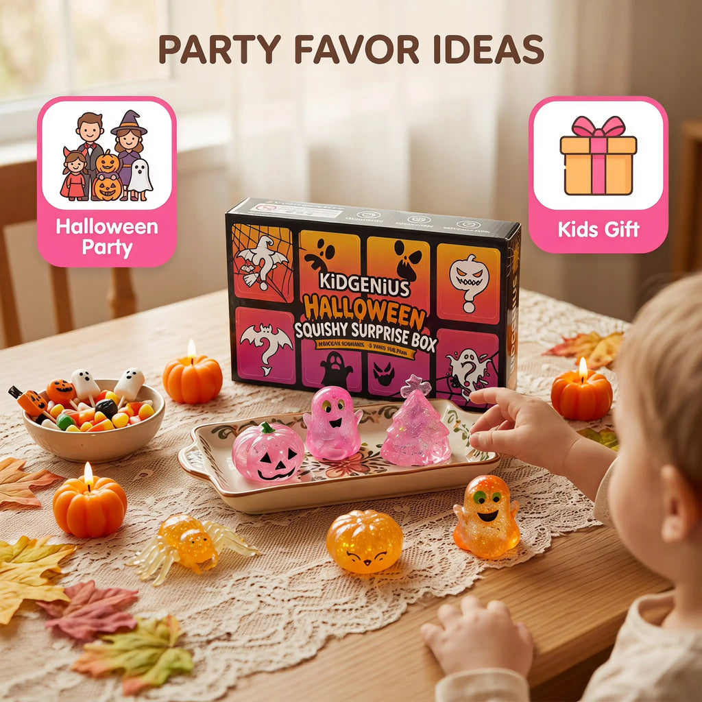 🎁8-Pack Glitter Halloween Squishy Surprise Box