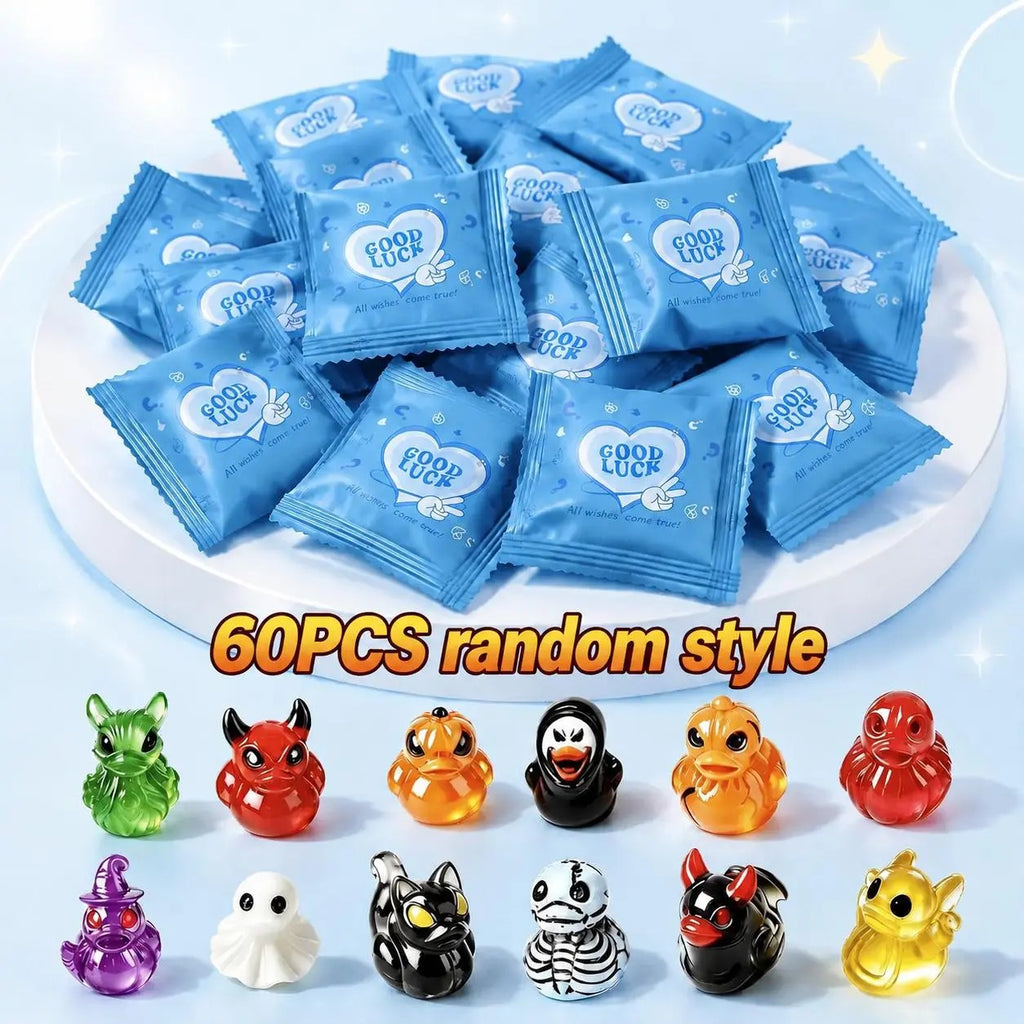 👻🎃ELMPORCH™ Glow-In-The-Dark Mini Halloween Duck（Devil, Ghost, and Skeleton Designs), Cute Resin Figurine, Spooky Duck Statue, Haunting Desk Decor, Miniature Garden Ornament for Halloween Party Favors