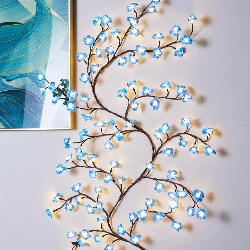 🌹🌷Camping Customizable Rattan LED Lamp(96 LED) -  Led Illuminated Glowing Wall Decor, Leaves, Colorful Butterflies, Flowers - Indoor Decorative Atmosphere Light for Home, Photo Shoots, Glowing Led Lights