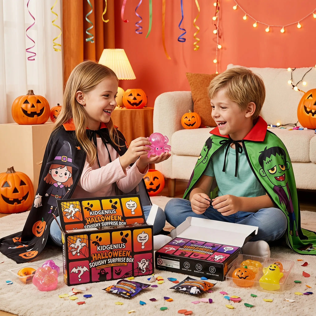 🎁8-Pack Glitter Halloween Squishy Surprise Box