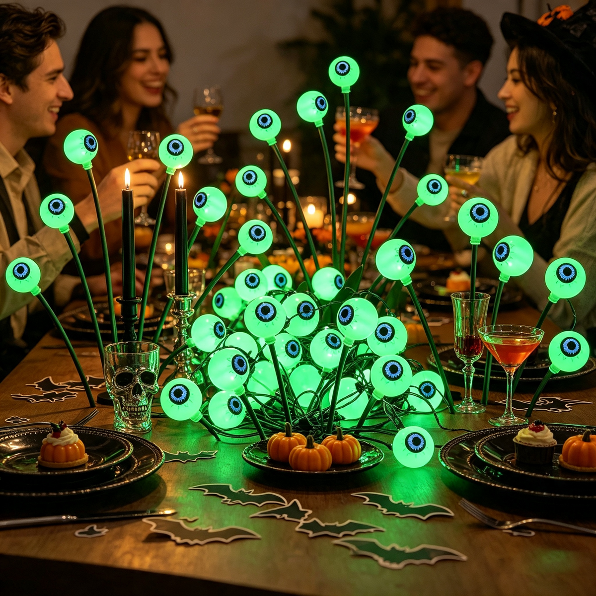  Green Halloween Solar Eyeball Lights