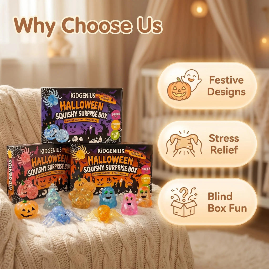 🎁8-Pack Glitter Halloween Squishy Surprise Box