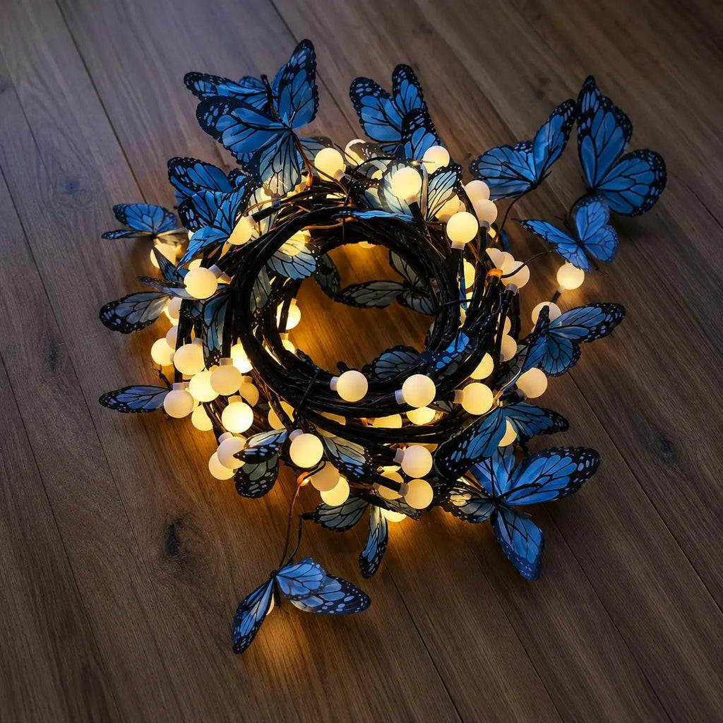 🌹🌷Camping Customizable Rattan LED Lamp(96 LED) -  Led Illuminated Glowing Wall Decor, Leaves, Colorful Butterflies, Flowers - Indoor Decorative Atmosphere Light for Home, Photo Shoots, Glowing Led Lights
