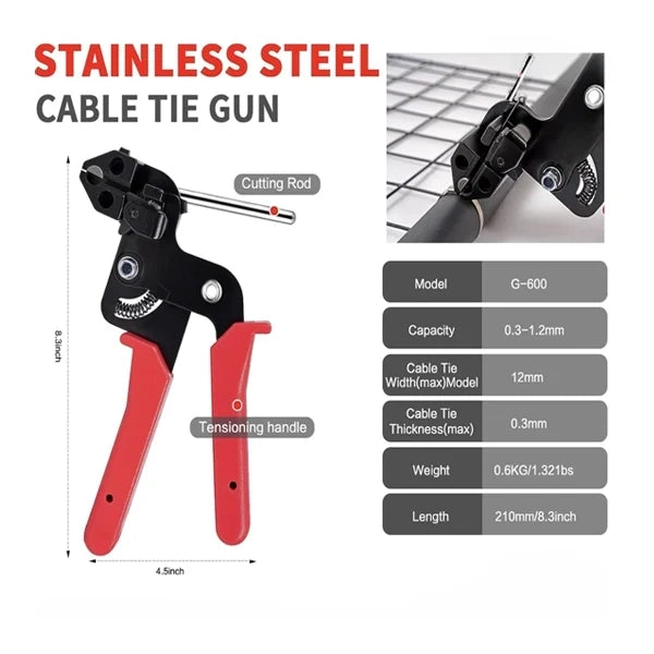 Stainless Zip Tie Tool👉Gun Tightens and Cuts for Fence, Exhaust Pipe, Chicken Coop, Farm and Cables