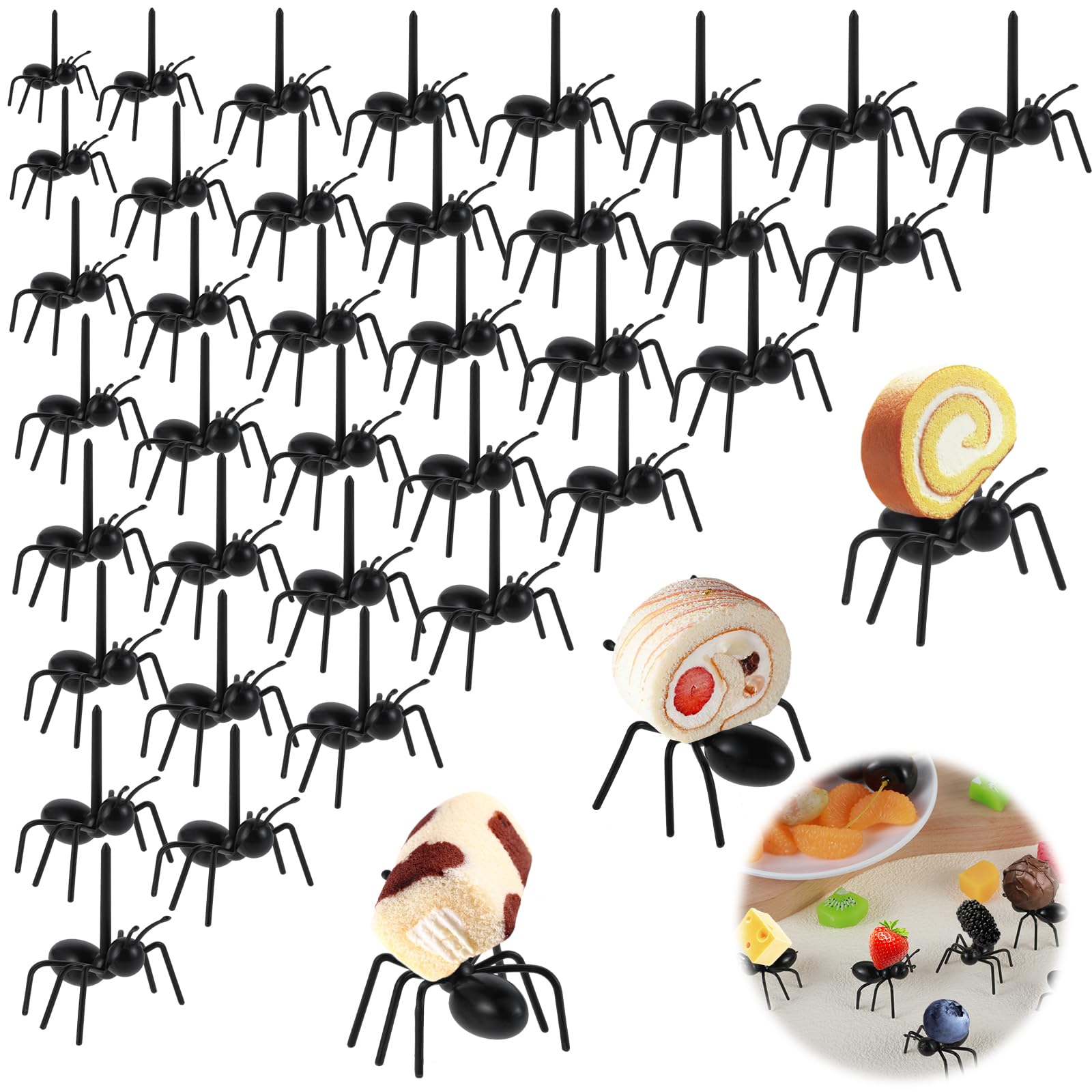 36-Piece Reusable Ant Food Picks, Cute Fruit & Dessert Forks for Parties, Picnics, Appetizers & Snacks