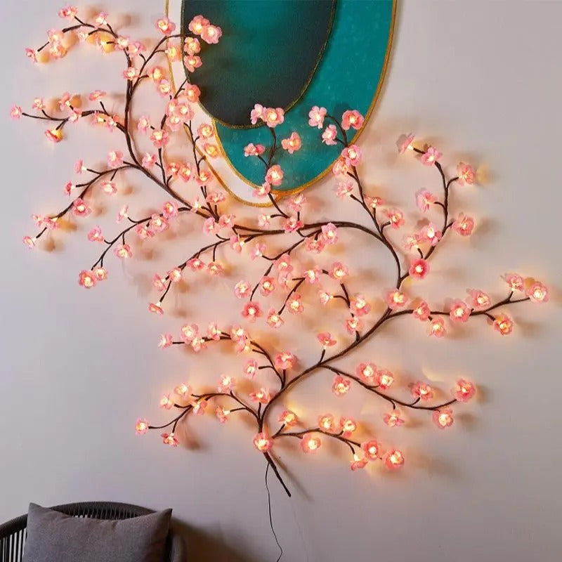 🌹🌷Camping Customizable Rattan LED Lamp(96 LED) -  Led Illuminated Glowing Wall Decor, Leaves, Colorful Butterflies, Flowers - Indoor Decorative Atmosphere Light for Home, Photo Shoots, Glowing Led Lights