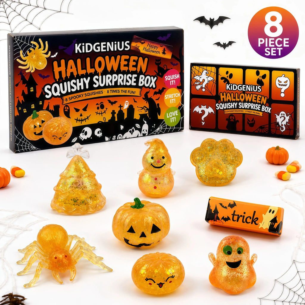 🎁8-Pack Glitter Halloween Squishy Surprise Box