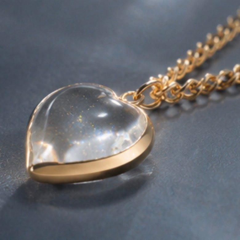 Open Heart Alignment Necklace with Crystal Quartz in Gold or Silver