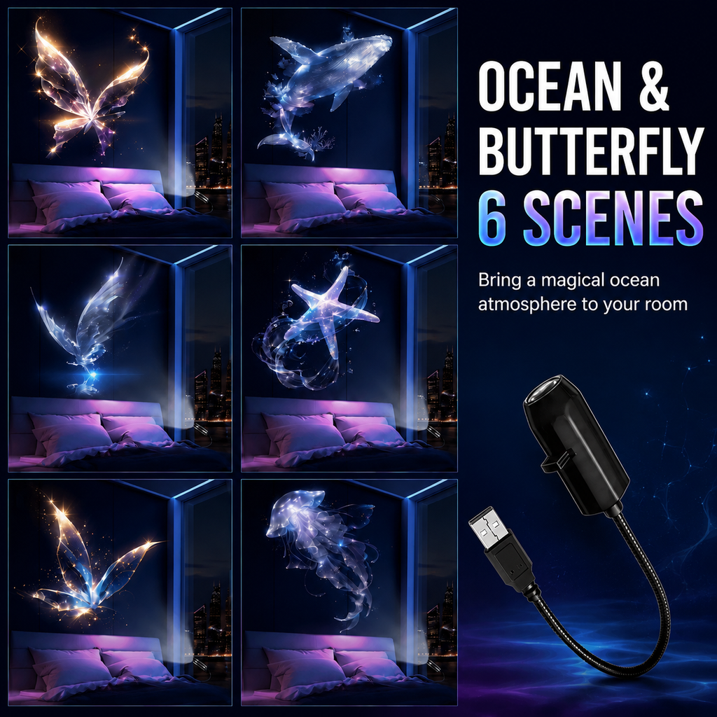 🎄🌟 Plug-&-Play HD Christmas Projector – 6 or 10 Festive Scenes
