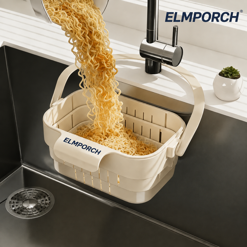 ELMPORCH™ Kitchen Sink Strainer Drain Rack Filter Food Catcher Trash Catcher for Garbage Leftovers Efficient Strainer Solution Hands-Free Mess-Free Fast Drainage No Clogs No-Drill Easy Install Compact Space-Saving Super Easy to Clean - Utensils, Basket