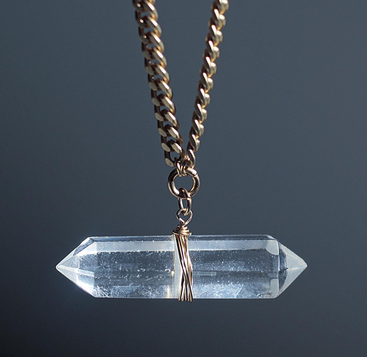 Chunky Crystal Quartz Horizontal Bar Necklace