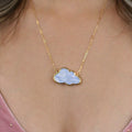 Blue Opal Cloud Gemstone Necklace in 14k Gold Filled or Sterling Silver