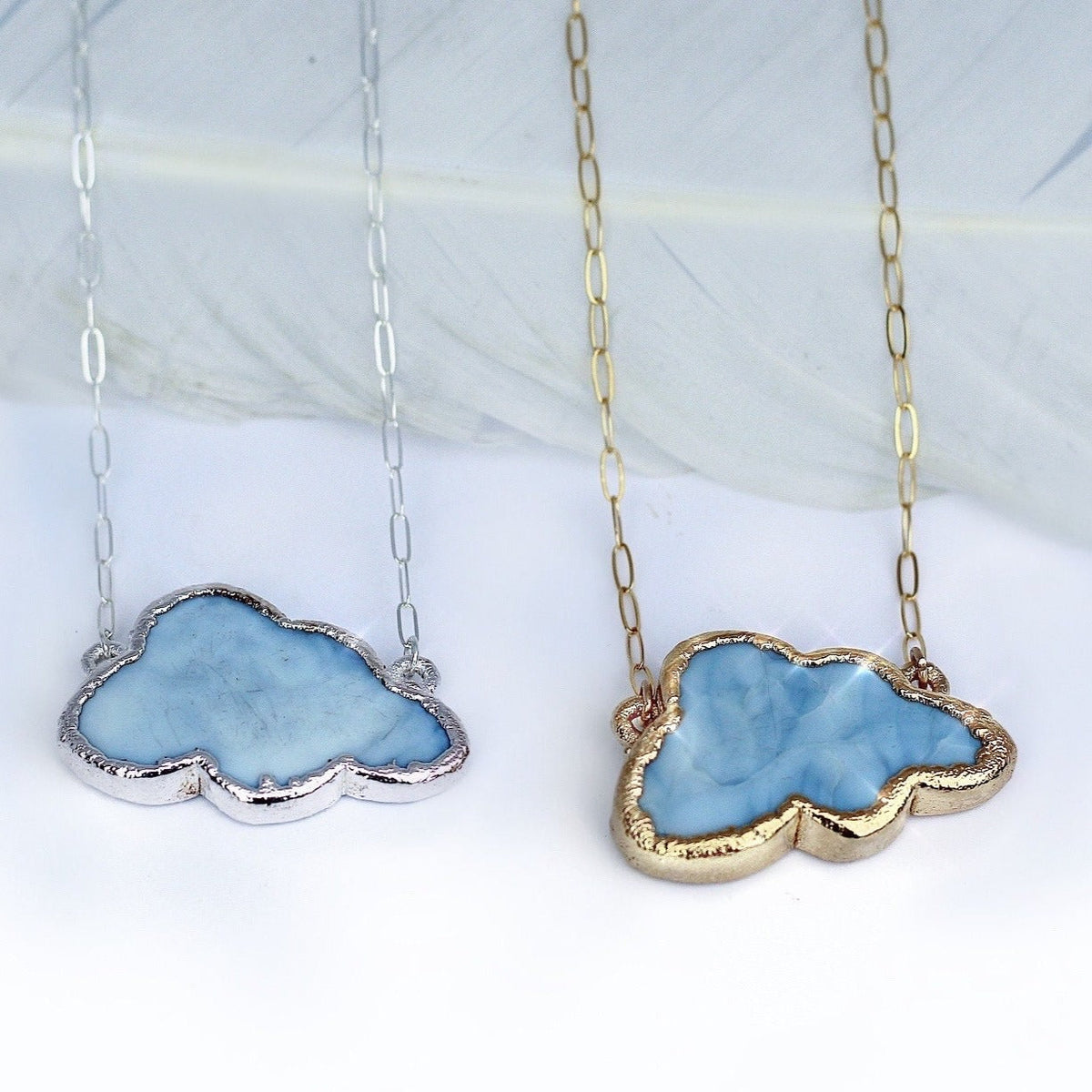 Blue Opal Cloud Gemstone Necklace in 14k Gold Filled or Sterling Silver