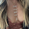 Crystal Quartz Ladder to the Stars Lariat Necklace on Star Chain in Gold or Silver