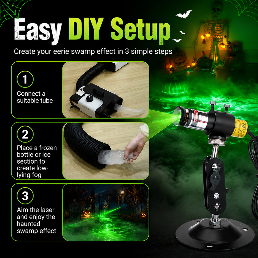 🎃Halloween Green Laser Fog Projector for Swamp Effect