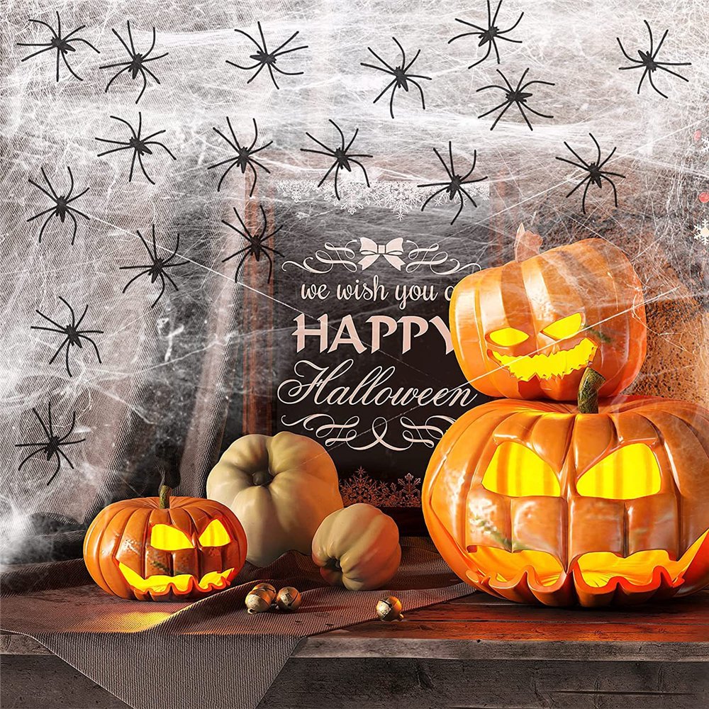 Spider Webs Halloween Decorations with 20PCS Spiders