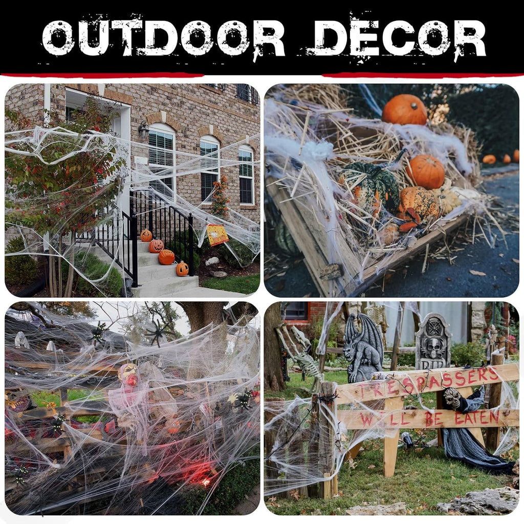Spider Webs Halloween Decorations with 20PCS Spiders