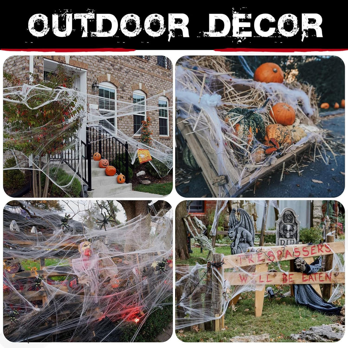 Spider Webs Halloween Decorations with 20PCS Spiders