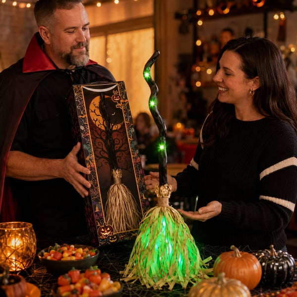 Halloween Animated Moving Witch Broom Light‑Sound‑Motion