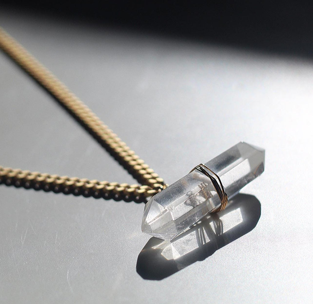 Chunky Crystal Quartz Horizontal Bar Necklace
