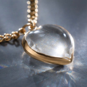Open Heart Alignment Necklace with Crystal Quartz in Gold or Silver