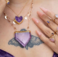 Stellar Guardian Crystal Amulet in Amethyst on Gold or Silver Chain