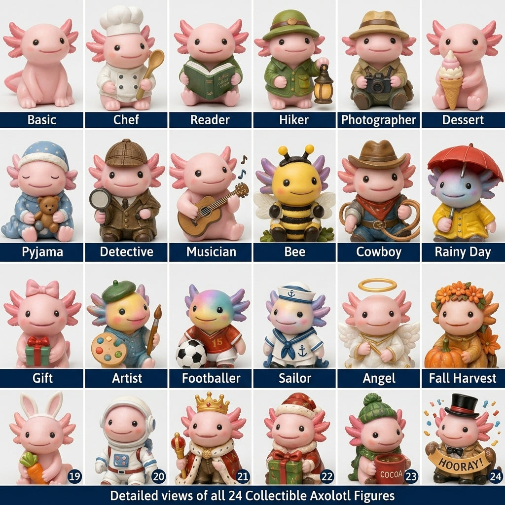 24 Days of Axolotl  Magic Advent Calendar – 24 Collectible Christmas Axolotl  Surprises