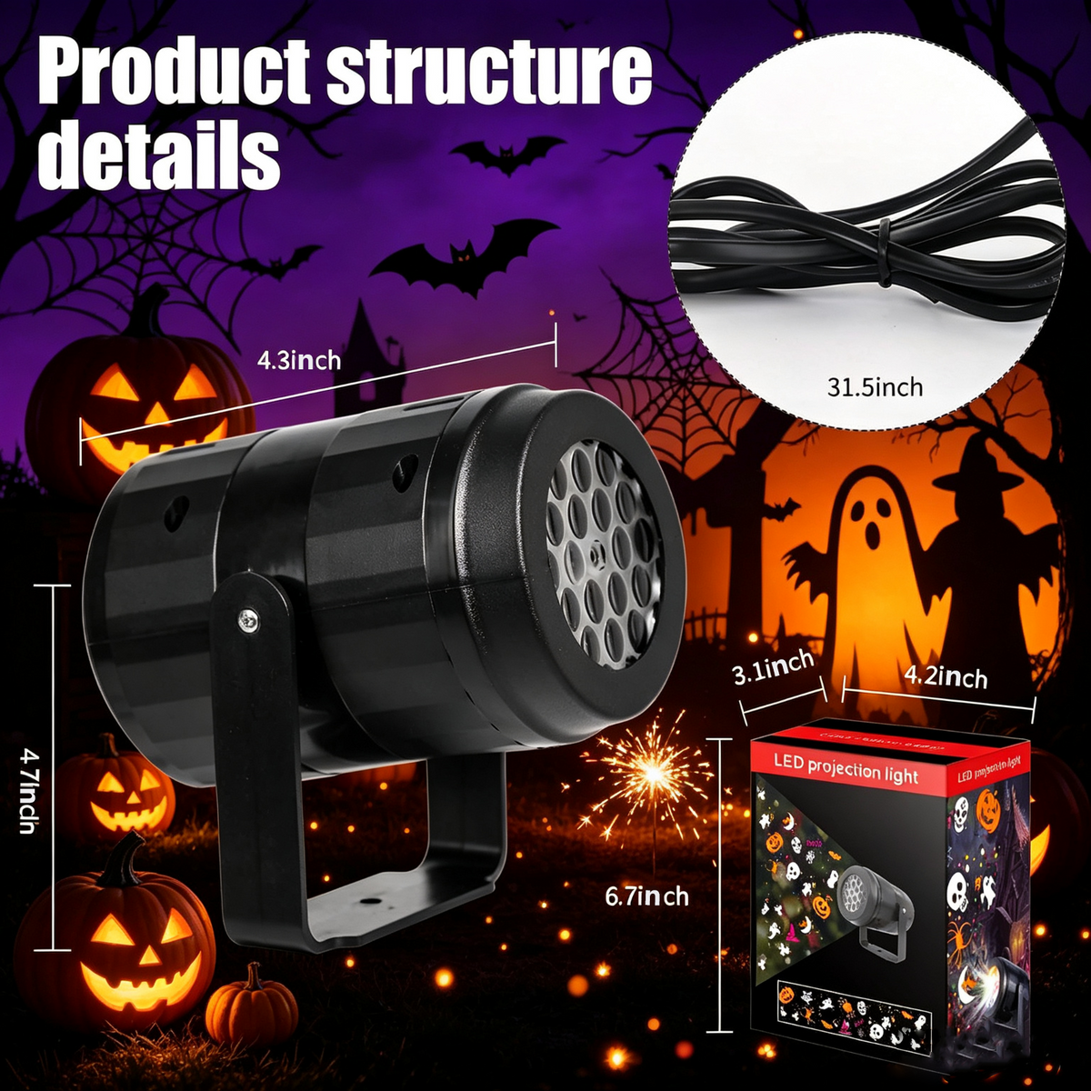 Halloween Party Projection Light, Immersive Festival Ambient Decor Lamp