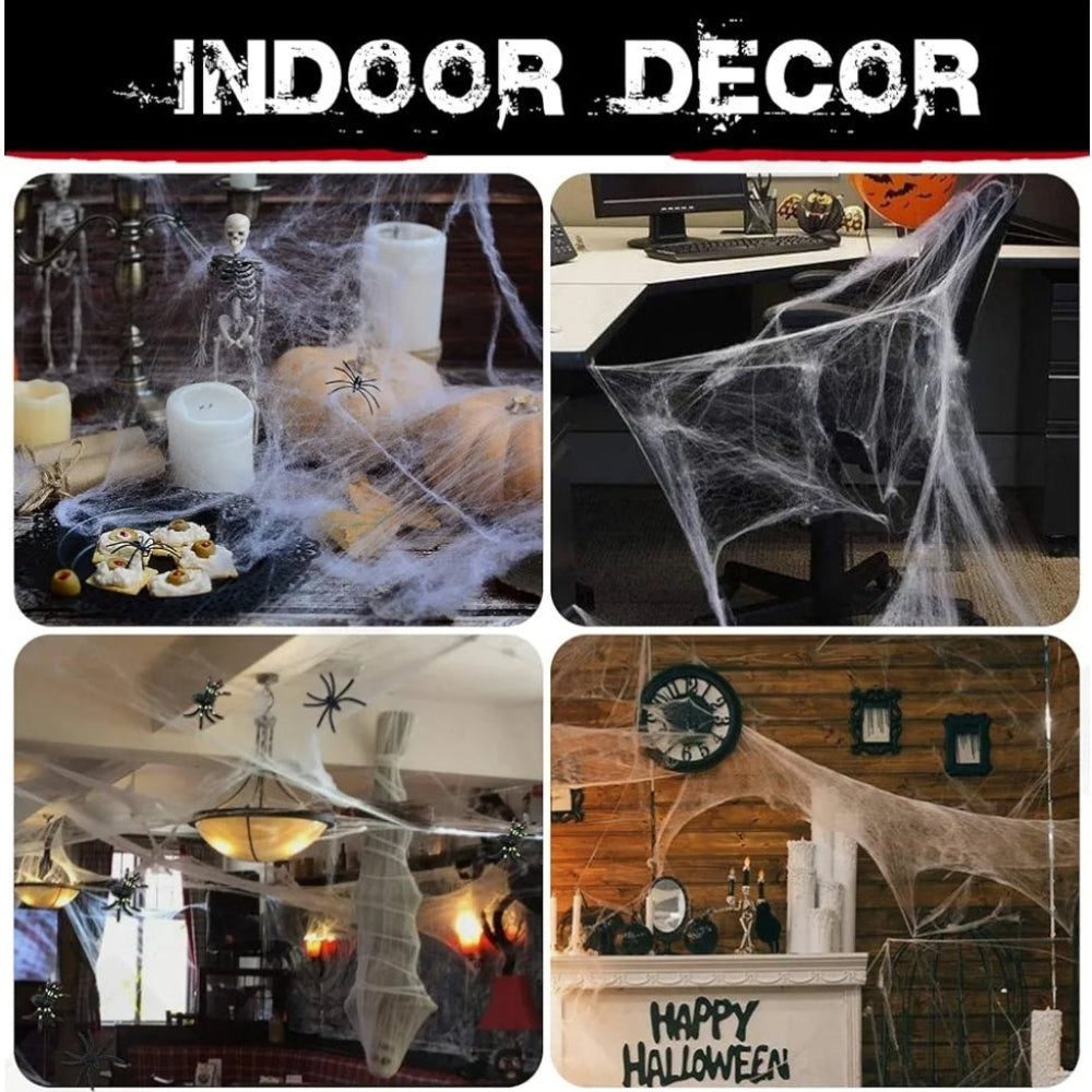 Spider Webs Halloween Decorations with 20PCS Spiders