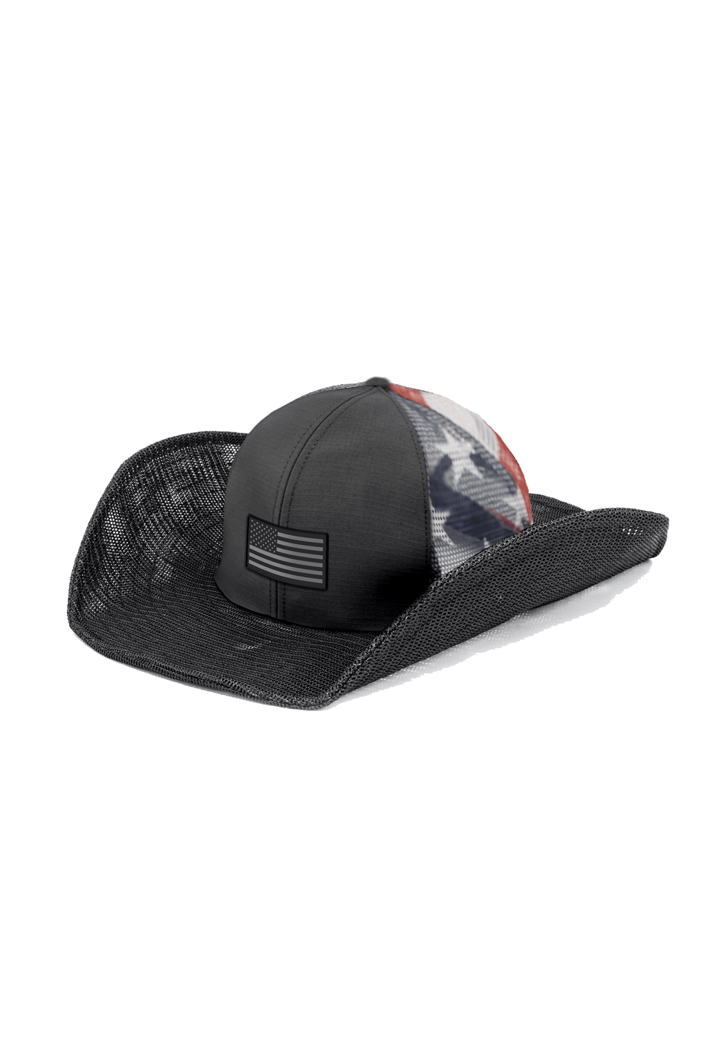 USA FLAG: GRAY AND BLACK COWBOY SNAPBACK: 6 PANEL