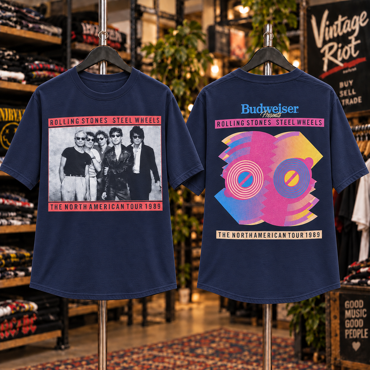 Rolling Stones Steel Wheels ’89 Tour Tee – The Stadium Era Shirt