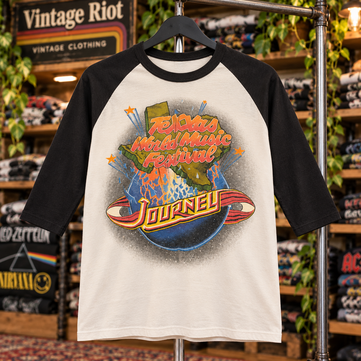 1982 Texxas Jam Retro Raglan Shirt — Dallas & Houston — front view